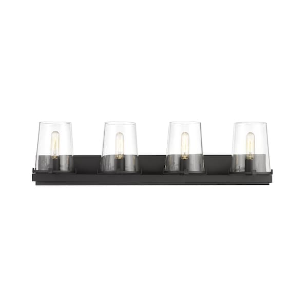 Callista 4 Light Vanity, Matte Black & Clear